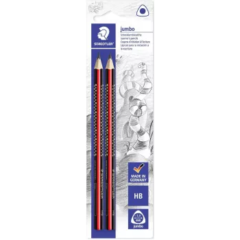 STAEDTLER Tradition Jumbo HB Τριγωνικά Μολύβια Γραφίτη, Συσκευασία 2 τεμ., Μαύρα με Κλασικές Ρίγες