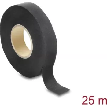 Delock υφασμάτινη ταινία 25 m x 19 mm ανθεκτική στο σχίσιμο αυτοκόλλητη μαύρη