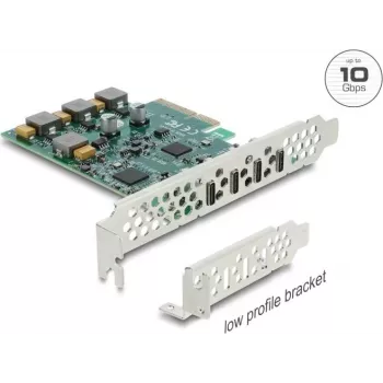 Delock κάρτα PCI Express x4 σε 4 x USB Type-C™ 10 Gbps - Μορφή Low Profile