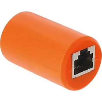 Delock σύζευξη RJ45 θηλυκό σε θηλυκό Cat.6A θωρακισμένη με προστασία υπέρτασης, πορτοκαλί