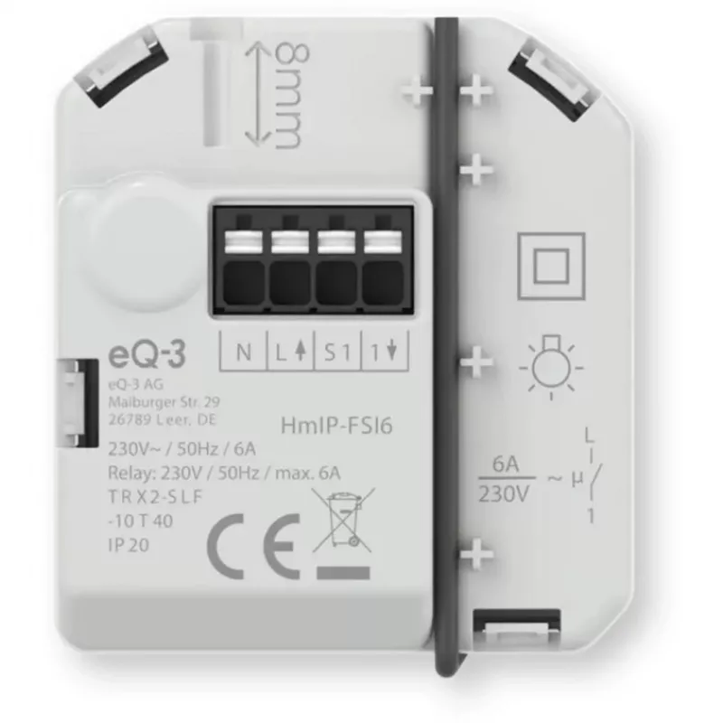 Homematic IP εντολέας διακόπτη χωνευτός με είσοδο μπουτόν (6 A)