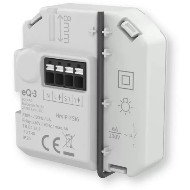 Homematic IP εντολέας διακόπτη χωνευτός με είσοδο μπουτόν (6 A)