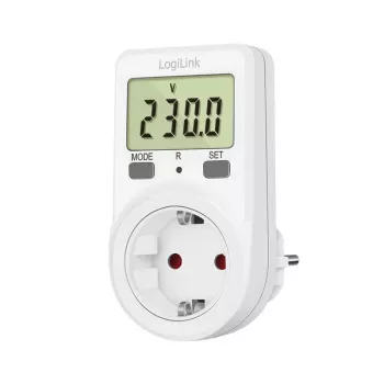 LogiLink Μετρητής Ενεργειακού Κόστους, Οθόνη LCD 1,5 ίντσες, Ενιαίο Τιμολόγιο, Βύσμα Schuko, Λευκό