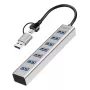 LogiLink USB 3.0 Hub 7x USB-A Καλώδιο Σύνδεσης 2 σε 1 Ασημί