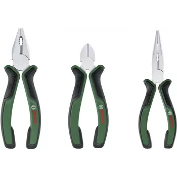 Bosch Σετ Πένσας 3 τεμ. 1600A02C0S (Πράσινο/Μαύρο) – Πένσα Συνδυασμού, Κόφτης Πλαϊνός, Πένσα Αντλίας Νερού