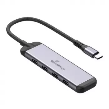 MEDIARANGE MRCS512 USB-C hub 4 θυρών 3x USB-C 3.2 Gen 1 + 1x PD 100W ασημί