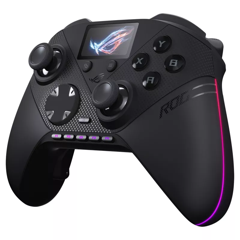 ASUS ROG Raikiri II Pro PC gaming controller - Triple-Mode (USB-C, 2,4 GHz RF, Bluetooth 5.0), οθόνη OLED, 4 προγραμματιζόμενα paddles, ESS-DAC, μαύρο