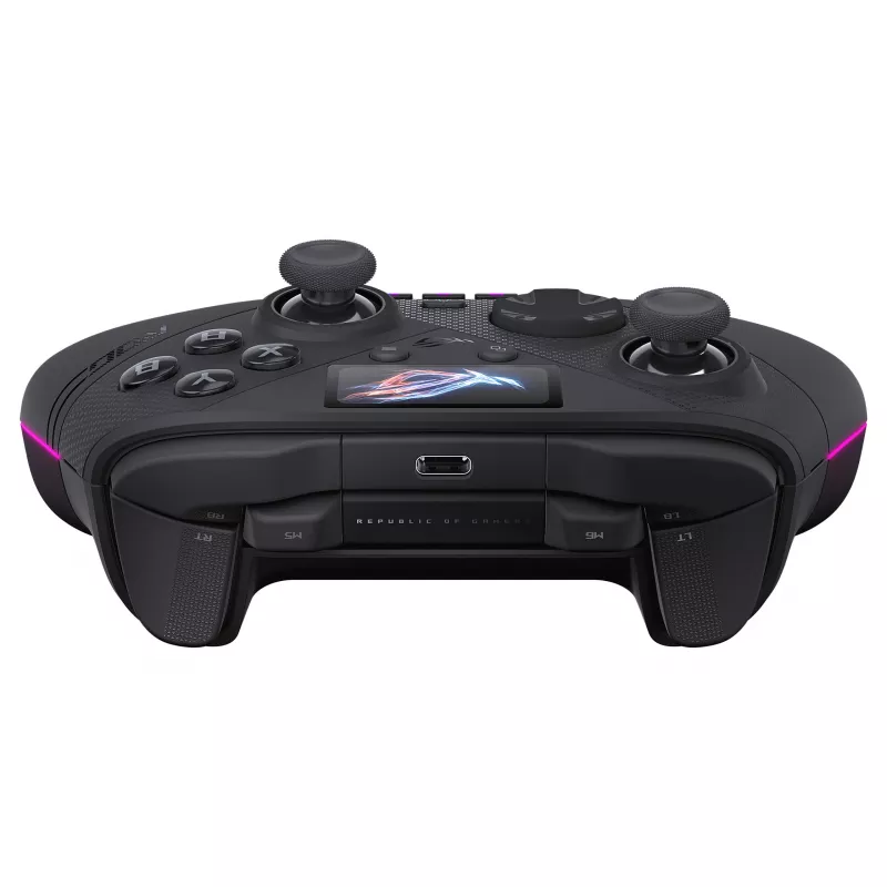 ASUS ROG Raikiri II Pro PC gaming controller - Triple-Mode (USB-C, 2,4 GHz RF, Bluetooth 5.0), οθόνη OLED, 4 προγραμματιζόμενα paddles, ESS-DAC, μαύρο