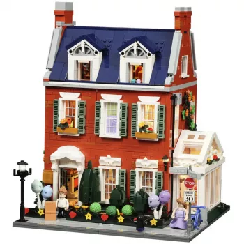 Lumibricks Redbrick Row House LED Σετ κατασκευής - αρχιτεκτονικό μοντέλο 850 τεμ. με ενσωματωμένο θερμό λευκό φωτισμό, τροφοδοσία USB, για παιδιά από 8 ετών