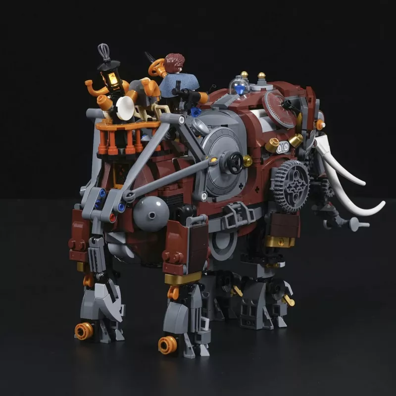 Lumibricks Steamphant Steampunk Ελέφαντας LED Σετ κατασκευής 800 τεμ. μοντέλο έκθεσης με τροφοδοσία USB