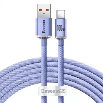 Baseus USB-A σε USB-C Crystal Shine 100W 2m μωβ καλώδιο
