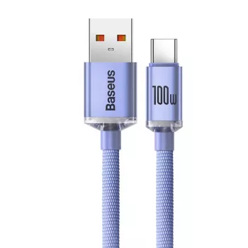 Baseus USB-A σε USB-C Crystal Shine 100W 2m μωβ καλώδιο