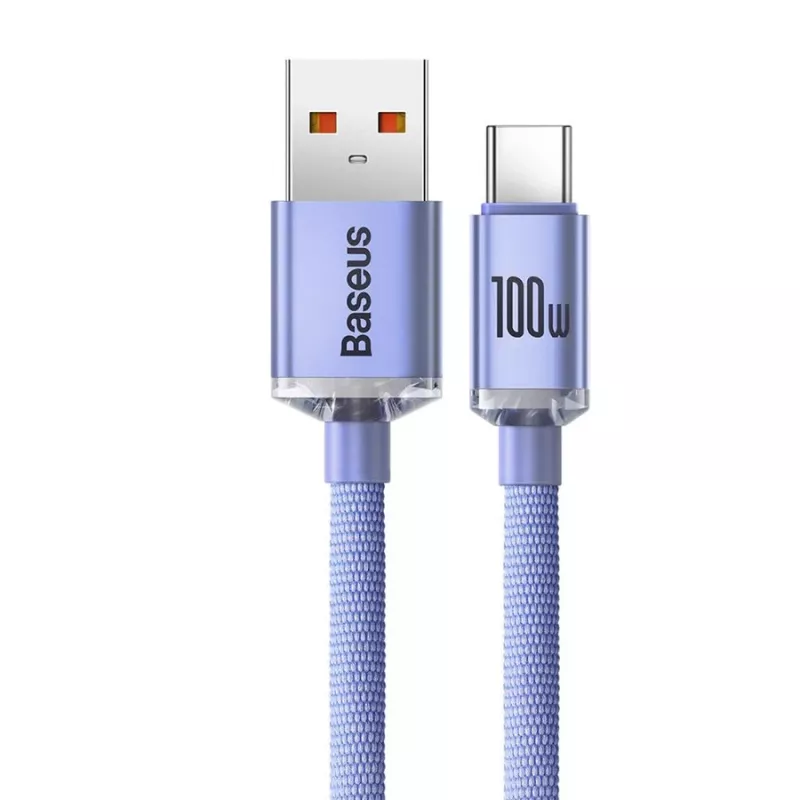 Baseus USB-A σε USB-C Crystal Shine 100W 2m μωβ καλώδιο