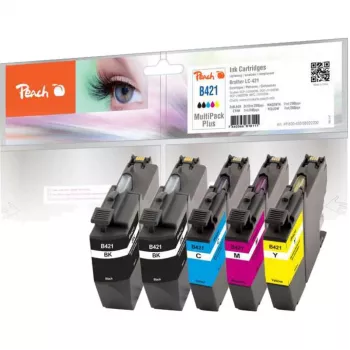 PEACH Ink Multipack PI500-430 συμβατό με Brother LC-421 (μαύρο, cyan, magenta, κίτρινο) - συσκευασία 4 τεμ.