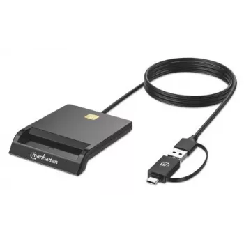 Manhattan USB-C & USB-A Combo Smart Card Reader, μαύρο