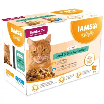 IAMS Delights Senior Land & Sea Collection σε σάλτσα 12x85g