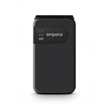 Emporia SIMPLICITYglam μαύρο (2025) κινητό τηλέφωνο για ηλικιωμένους με κουμπί SOS, 4G LTE, οθόνη 2,8 inch, βάση φόρτισης