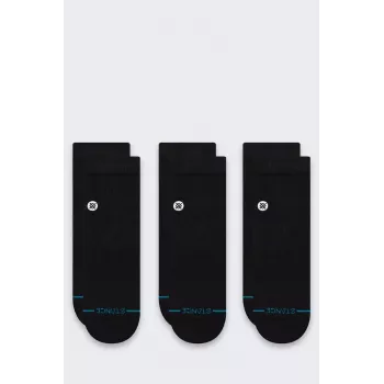 Stance Icon Quarter κάλτσες 3 τεμ. - μαύρο