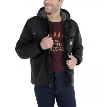 Carhartt Sandstone Barlett ανδρικό μπουφάν εργασίας με επένδυση Sherpa και κουκούλα, επεξεργασία DWR, πλάτη Bi-Swing, τριπλές ραφές, καφέ Carhartt