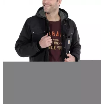 Carhartt Sandstone Barlett ανδρικό μπουφάν εργασίας με επένδυση Sherpa και κουκούλα, επεξεργασία DWR, πλάτη Bi-Swing, τριπλές ραφές, καφέ Carhartt