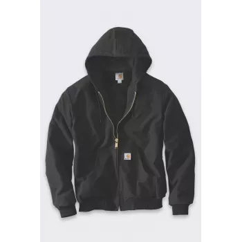 Carhartt J140 Firm Duck Active jacket - ανδρικό μπουφάν εργασίας με επένδυση flannel καπιτονέ, μαύρο