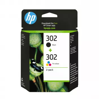 HP 302 2-pack μαύρο/τρίχρωμο γνήσια μελανοδοχεία