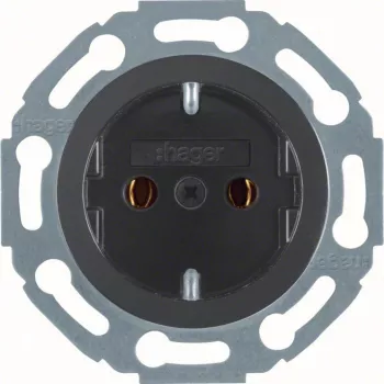 Hager WTS1100BG Witty Πρίζα SCHUKO με ακροδέκτες εισχώρησης, πλαίσιο γυαλιού, γυαλιστερό μαύρο