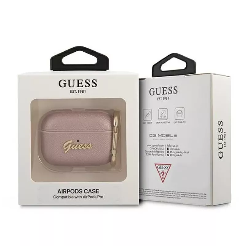 GUESS GUAPSASMP θήκη AirPods Pro Saffiano Script Metal Collection ροζ