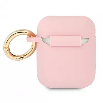 GUESS GUA2SSSI Θήκη AirPods 1/2 ροζ σιλικόνη Vintage Script