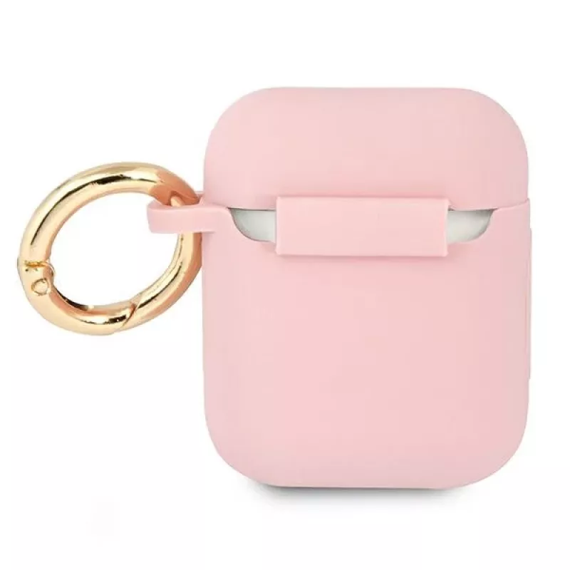 GUESS GUA2SSSI Θήκη AirPods 1/2 ροζ σιλικόνη Vintage Script
