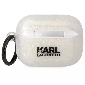 Karl Lagerfeld KLAPHNKCTGT Θήκη AirPods Pro διαφανής glitter Karl & Choupette