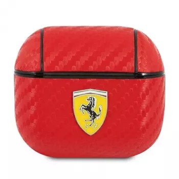 Ferrari FESA3CARE On Track θήκη AirPods 3 κόκκινη PU carbon