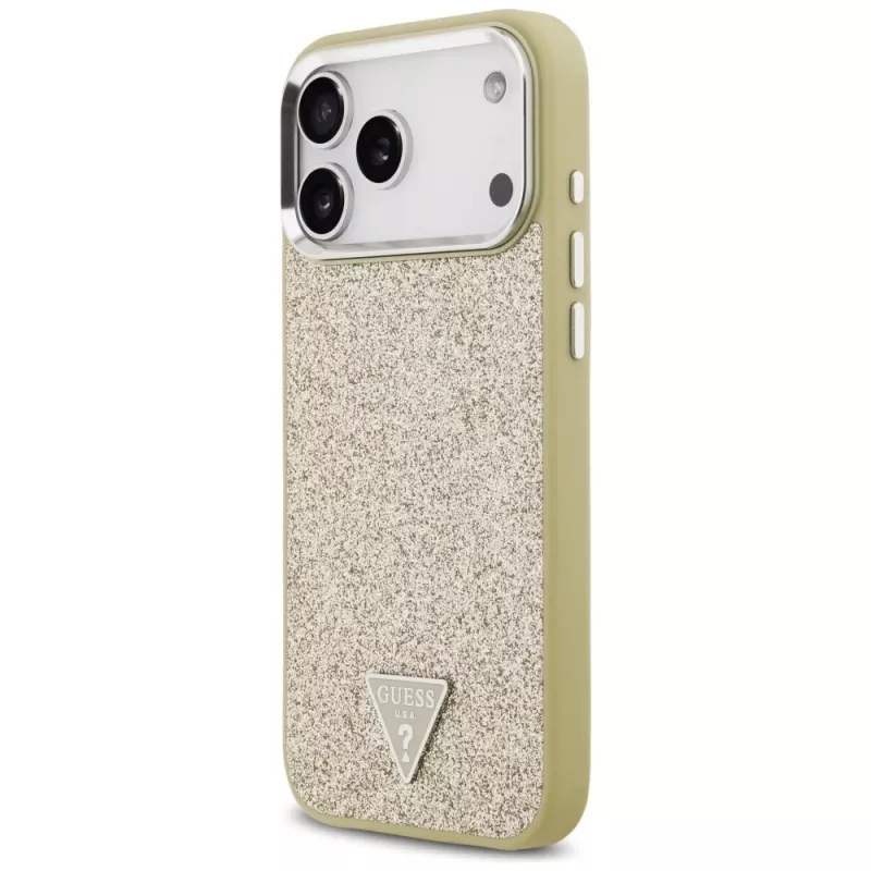 GUESS Glitter Triangle Logo θήκη MagSafe για iPhone 17 Pro Max - χρυσό