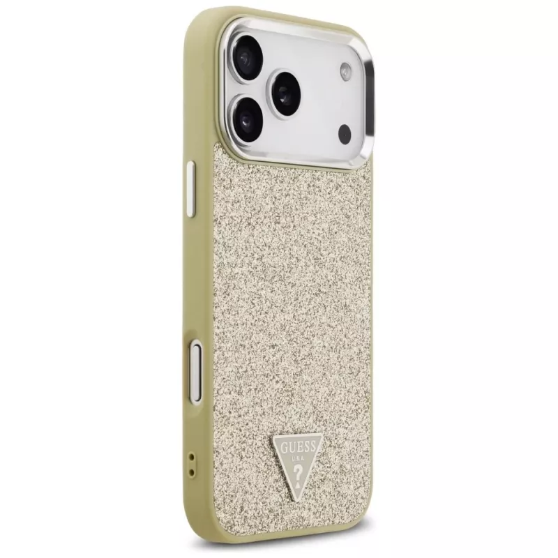 GUESS Glitter Triangle Logo θήκη MagSafe για iPhone 17 Pro Max - χρυσό