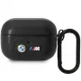 BMW θήκη AirPods Pro δερμάτινη με σχέδιο κυματιστών γραμμών - μαύρο