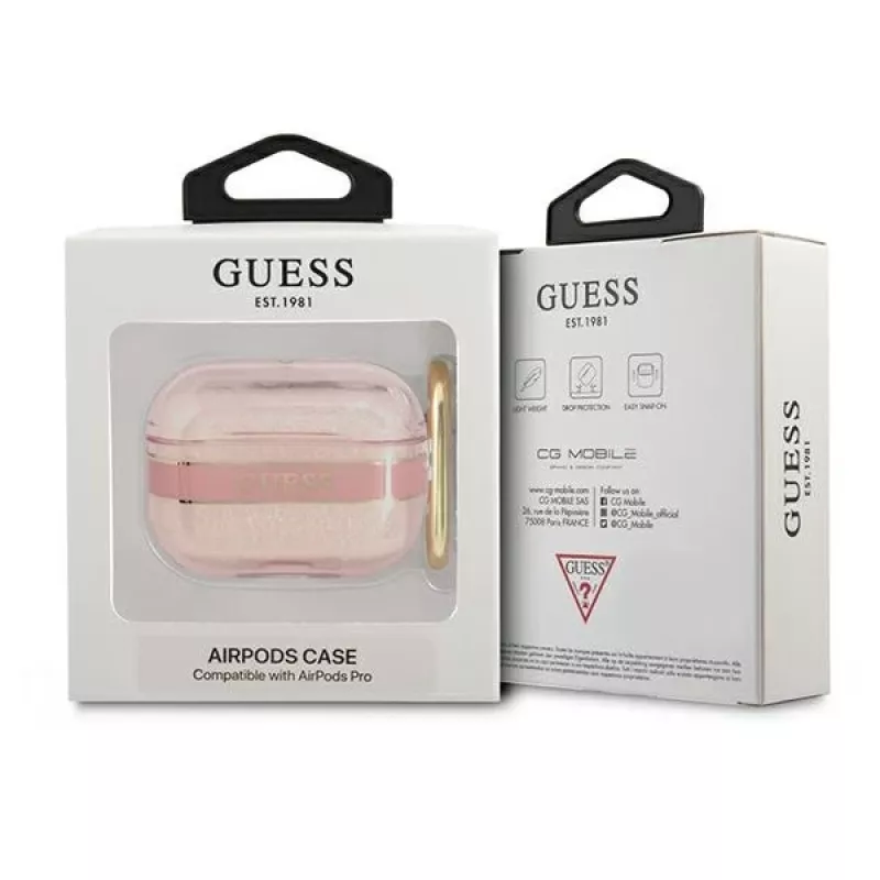 GUESS θήκη AirPods Pro με λουράκι ροζ Strap Collection