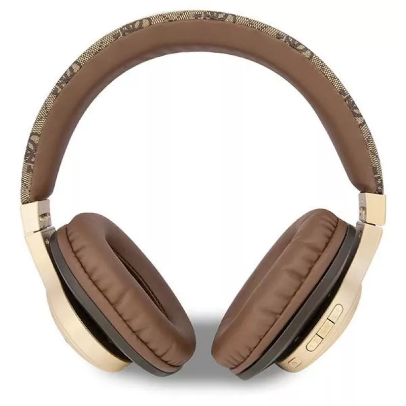 GUESS 4G Script Metal Logo ασύρματα ακουστικά on-ear Bluetooth 5.3 καφέ