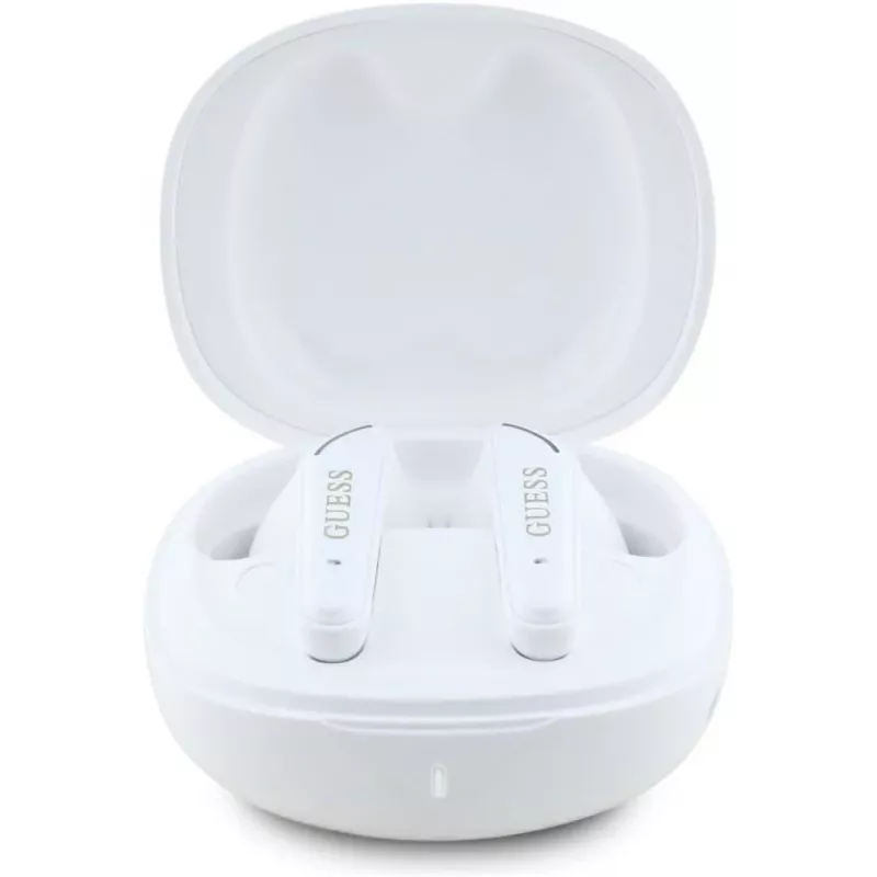 GUESS Flat Classic Logo Electroplated Ασύρματα Ακουστικά True Wireless, Λευκό