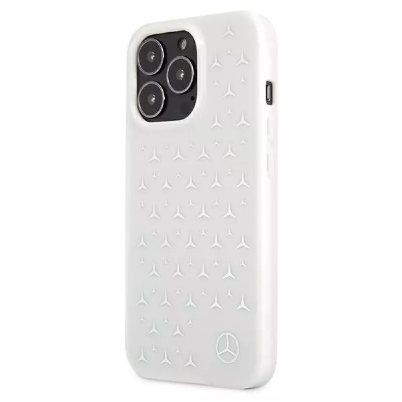 Mercedes-Benz iPhone 13 Pro Max Θήκη Hardcase Ασημί Μοτίβο Αστεριών Λευκό