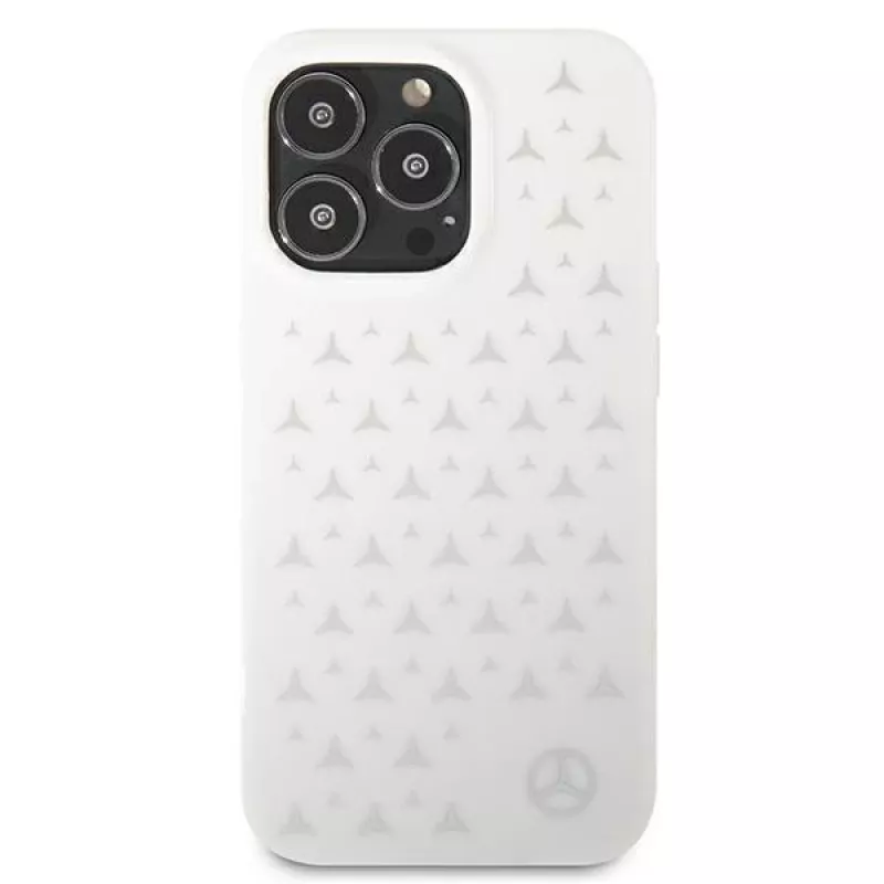 Mercedes-Benz iPhone 13 Pro Max Θήκη Hardcase Ασημί Μοτίβο Αστεριών Λευκό
