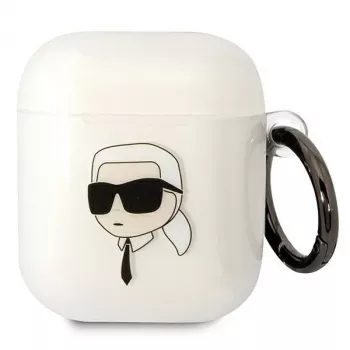 Karl Lagerfeld KLA2HNIKTCT Διάφανη Θήκη AirPods 1/2 με Σχέδιο Karl's Head