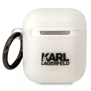 Karl Lagerfeld KLA2HNIKTCT Διάφανη Θήκη AirPods 1/2 με Σχέδιο Karl's Head