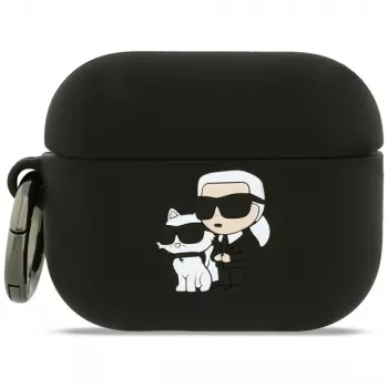 Karl Lagerfeld Θήκη Σιλικόνη Karl & Choupette Head 3D για AirPods Pro 3, Μαύρο