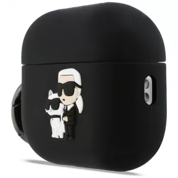 Karl Lagerfeld Θήκη Σιλικόνη Karl & Choupette Head 3D για AirPods Pro 3, Μαύρο