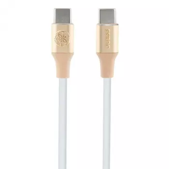 GUESS GUCCLALRGDD Καλώδιο USB-C σε USB-C 1,5 m Ταχεία Φόρτιση Ανοιχτόχρυσο Ανάγλυφο Λογότυπο