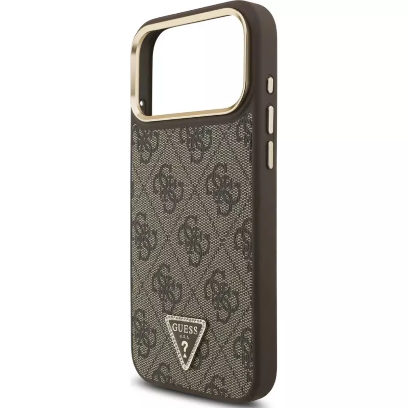 GUESS Θήκη MagSafe 4G Triangle Logo για iPhone 17 Pro Max - Καφέ & Χρυσό