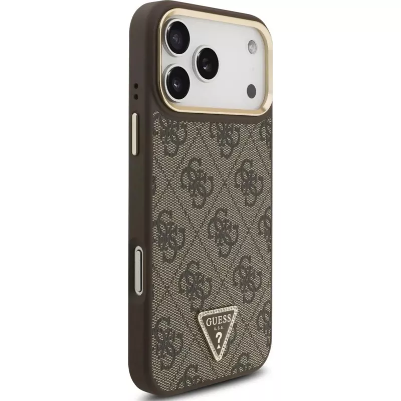 GUESS Θήκη MagSafe 4G Triangle Logo για iPhone 17 Pro Max - Καφέ & Χρυσό