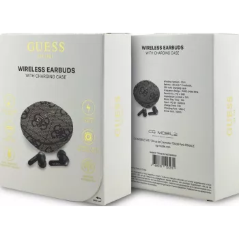 Guess 4G Classic Metal Logo Ασύρματα Ακουστικά True Wireless με ENC και Θήκη Φόρτισης (Καφέ)