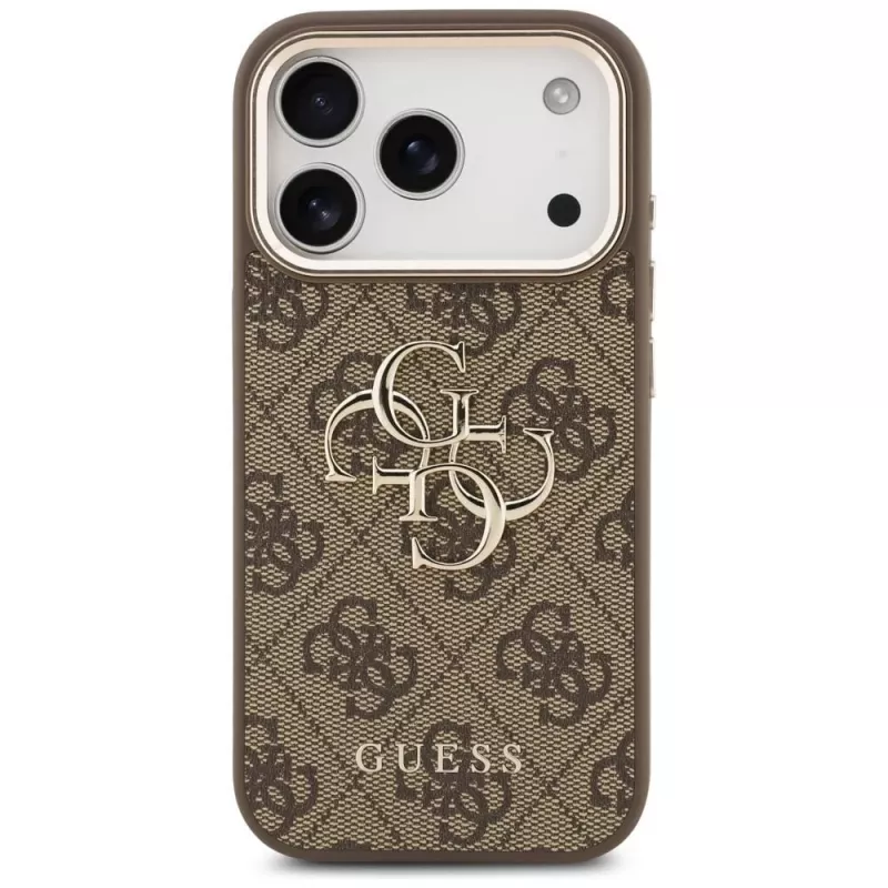 GUESS 4G Big Classic Logo θήκη για iPhone 17 Pro / 18 Pro - καφέ & χρυσό