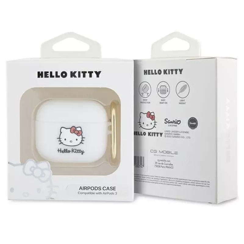 Hello Kitty HKA33DKHSH θήκη AirPods 3 λευκή σιλικόνη 3D κεφάλι Kitty